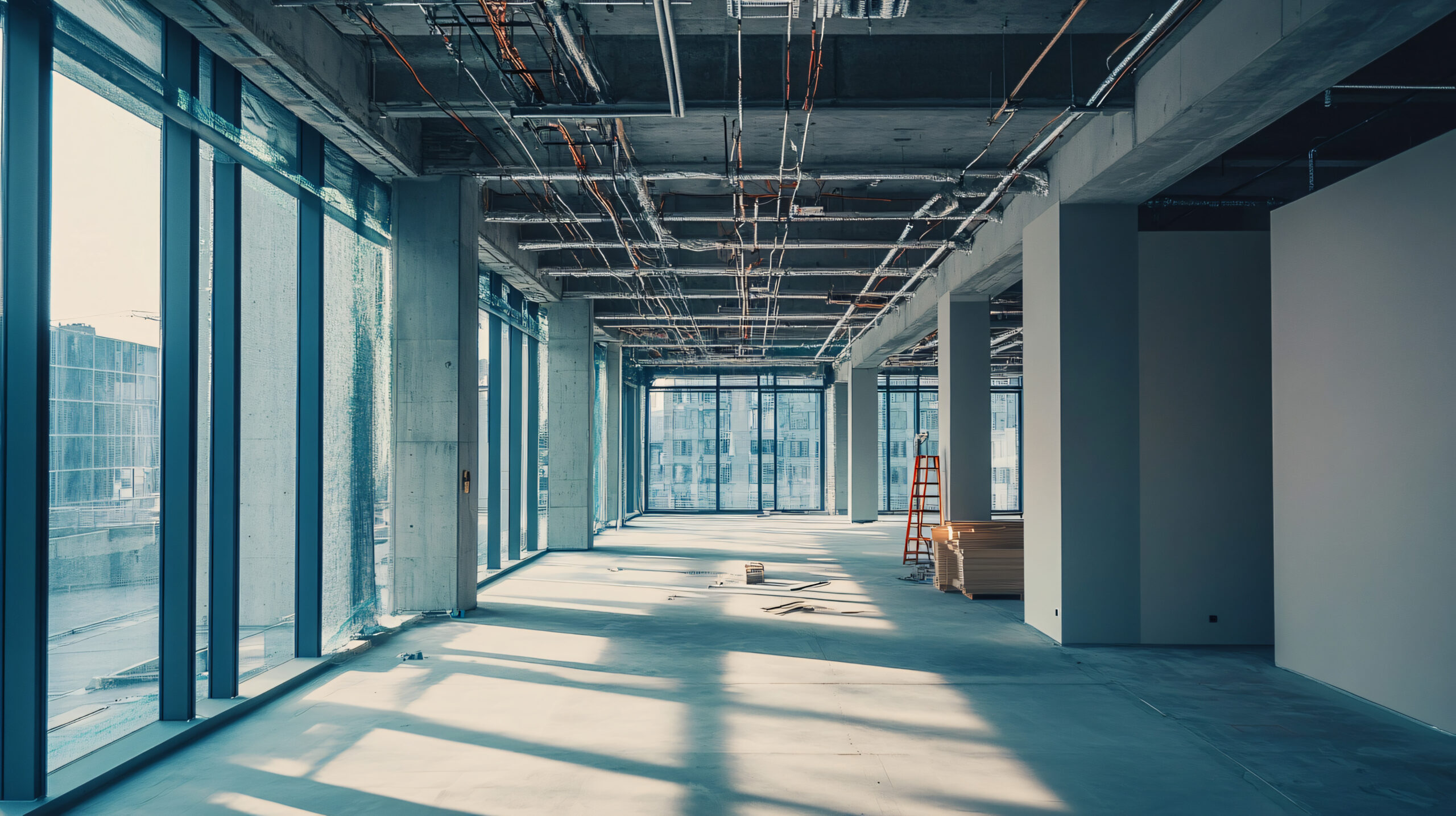 Installation of lighting and data cabling as part of smart workplace upgrade